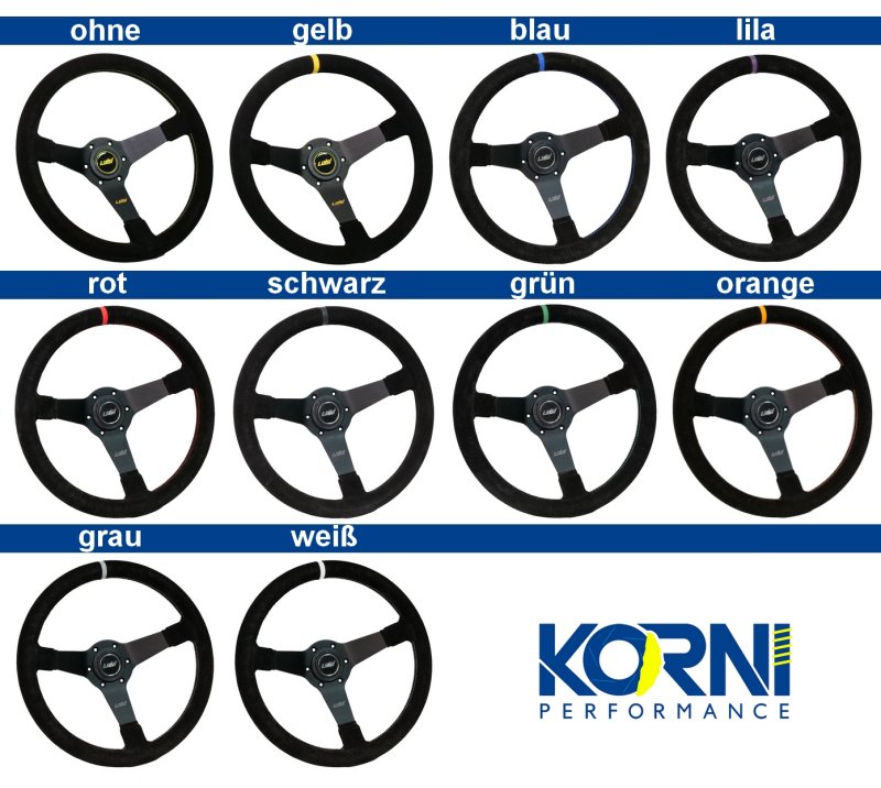 Set Luisi Mirage Sportlenkrad Wildleder schwarz geschüsselt & Nabe passend für Audi A4 2000-2003 W7317